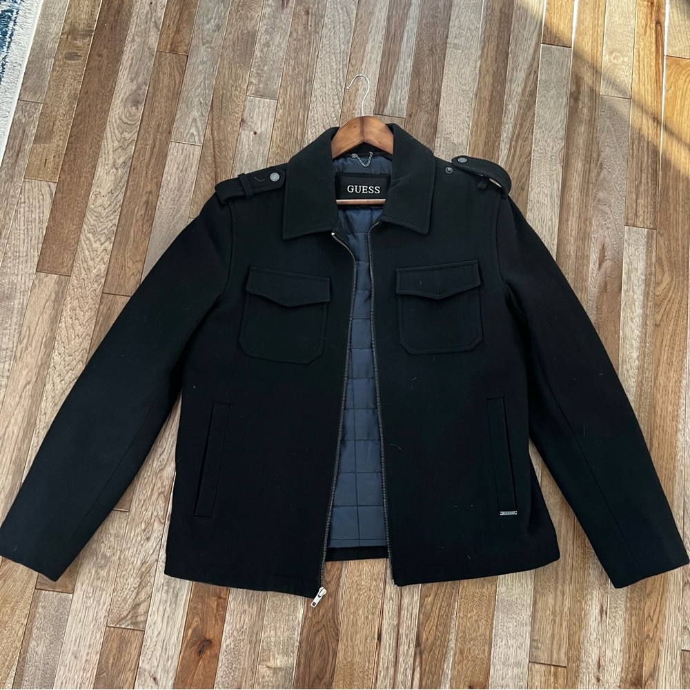 Men's Guess Wool Coat in Black
